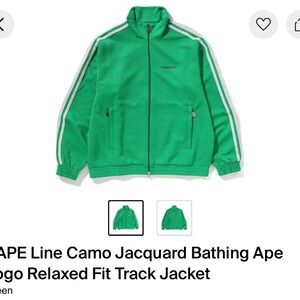 Bape Green men’s  Track Jacket collab with adidas